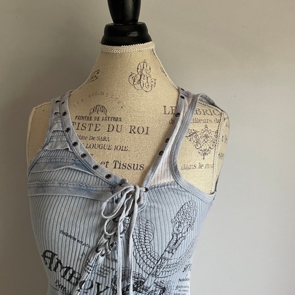 SALVAGE Gorgeous Baby Blue 'AMBOY ACES' BABY BLUE MINI DRESS/TOP. S - Picture 2 of 8